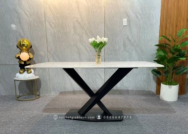 BÀN ĂN CHÂN X MẶT BA 015