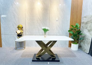 BÀN ĂN CHÂN XOẮN INOX BA 019