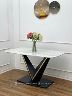 BÀN ĂN CHÂN V VIỀN INOX BA 012