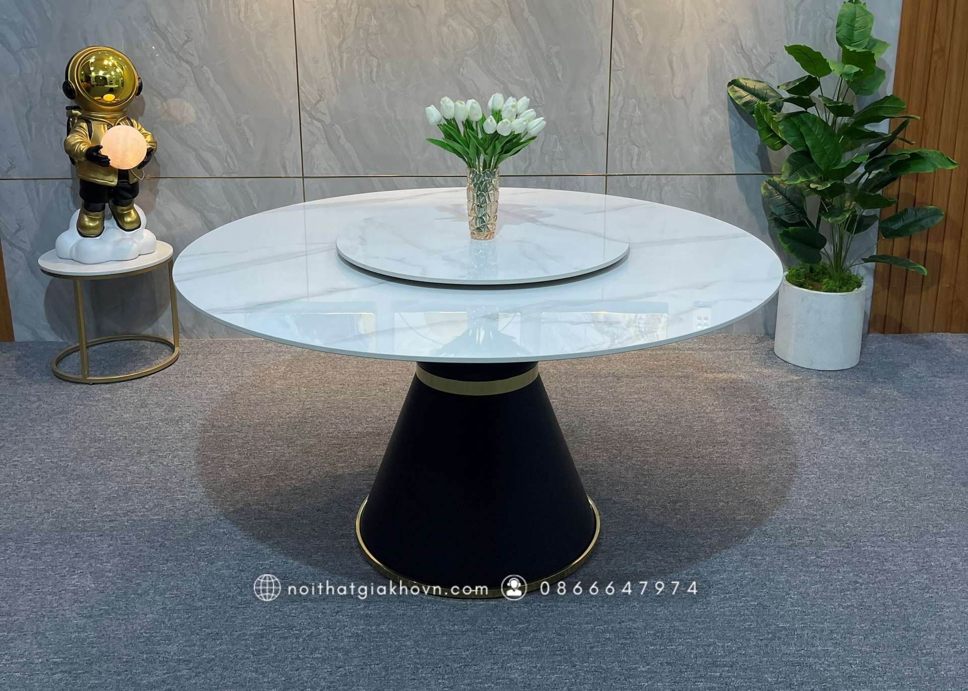 BÀN ĂN TRÒN CHÂN LU MÂM XOAY BA 024